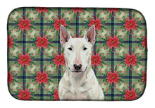 Load image into Gallery viewer, White Bull Terrier Christmas PoinsettIas Dish Drying Mat