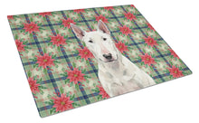 Load image into Gallery viewer, White Bull Terrier Christmas PoinsettIas Glass Cutting Board
