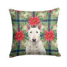 Load image into Gallery viewer, White Bull Terrier Christmas PoinsettIas Throw Pillow