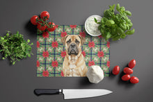 Load image into Gallery viewer, Bullmastiff Christmas PoinsettIas Glass Cutting Board