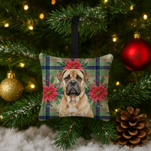 Load image into Gallery viewer, Bullmastiff Christmas PoinsettIas Hanging Square Fabric Ornament 3.5 x 3.5