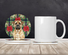 Load image into Gallery viewer, Bullmastiff Christmas PoinsettIas Large Sandstone Coasters Pack of 4