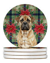 Load image into Gallery viewer, Bullmastiff Christmas PoinsettIas Large Sandstone Coasters Pack of 4