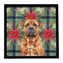 Load image into Gallery viewer, Red Bullmastiff Christmas PoinsettIas Framed Metal Print