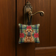 Load image into Gallery viewer, Red Bullmastiff Christmas PoinsettIas Hanging Square Fabric Ornament 3.5 x 3.5