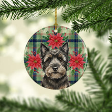 Load image into Gallery viewer, Black Cairn Terrier Christmas PoinsettIas Ceramic Ornament