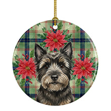 Load image into Gallery viewer, Black Cairn Terrier Christmas PoinsettIas Ceramic Ornament