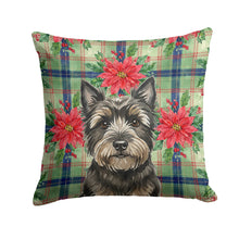 Load image into Gallery viewer, Black Cairn Terrier Christmas PoinsettIas Throw Pillow