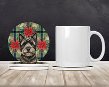Load image into Gallery viewer, Black Cairn Terrier Christmas PoinsettIas Large Sandstone Coasters Pack of 4