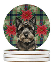 Load image into Gallery viewer, Black Cairn Terrier Christmas PoinsettIas Large Sandstone Coasters Pack of 4