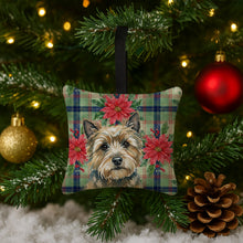 Load image into Gallery viewer, Cairn Terrier Christmas PoinsettIas Hanging Square Fabric Ornament 3.5 x 3.5