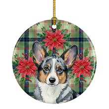 Load image into Gallery viewer, Blue Merle Cardigan Welsh Corgi Christmas PoinsettIas Ceramic Ornament