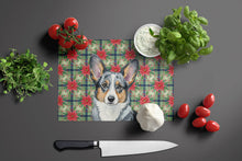 Load image into Gallery viewer, Blue Merle Cardigan Welsh Corgi Christmas PoinsettIas Glass Cutting Board
