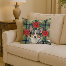 Load image into Gallery viewer, Blue Merle Cardigan Welsh Corgi Christmas PoinsettIas Throw Pillow