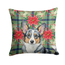 Load image into Gallery viewer, Blue Merle Cardigan Welsh Corgi Christmas PoinsettIas Throw Pillow