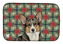 Load image into Gallery viewer, Brindle Cardigan Welsh Corgi Christmas PoinsettIas Dish Drying Mat