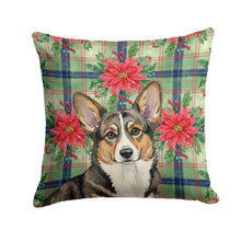 Load image into Gallery viewer, Brindle Cardigan Welsh Corgi Christmas PoinsettIas Throw Pillow