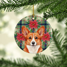 Load image into Gallery viewer, Red Cardigan Welsh Corgi Christmas PoinsettIas Ceramic Ornament