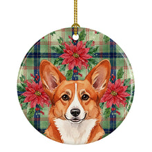 Load image into Gallery viewer, Red Cardigan Welsh Corgi Christmas PoinsettIas Ceramic Ornament