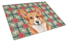 Load image into Gallery viewer, Red Cardigan Welsh Corgi Christmas PoinsettIas Glass Cutting Board