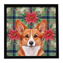 Load image into Gallery viewer, Red Cardigan Welsh Corgi Christmas PoinsettIas Framed Metal Print