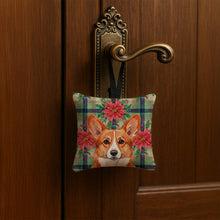 Load image into Gallery viewer, Red Cardigan Welsh Corgi Christmas PoinsettIas Hanging Square Fabric Ornament 3.5 x 3.5