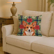 Load image into Gallery viewer, Red Cardigan Welsh Corgi Christmas PoinsettIas Throw Pillow