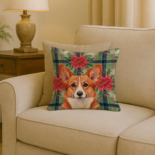 Load image into Gallery viewer, Red Cardigan Welsh Corgi Christmas PoinsettIas Throw Pillow