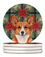 Load image into Gallery viewer, Red Cardigan Welsh Corgi Christmas PoinsettIas Large Sandstone Coasters Pack of 4