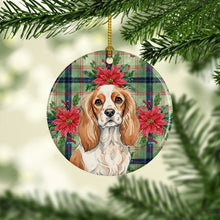 Load image into Gallery viewer, Blenheim Cavalier Spaniel Christmas PoinsettIas Ceramic Ornament