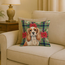 Load image into Gallery viewer, Blenheim Cavalier Spaniel Christmas PoinsettIas Throw Pillow