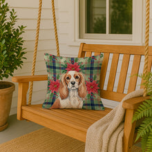 Load image into Gallery viewer, Blenheim Cavalier Spaniel Christmas PoinsettIas Throw Pillow