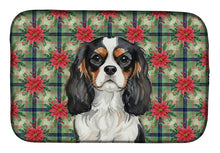 Load image into Gallery viewer, Tricolor Cavalier Spaniel Christmas PoinsettIas Dish Drying Mat