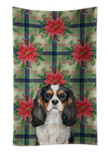 Load image into Gallery viewer, Tricolor Cavalier Spaniel Christmas PoinsettIas Kitchen Towel