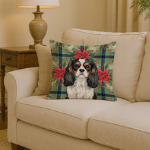 Load image into Gallery viewer, Tricolor Cavalier Spaniel Christmas PoinsettIas Throw Pillow
