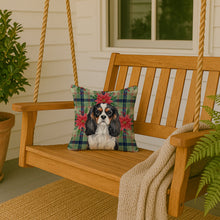 Load image into Gallery viewer, Tricolor Cavalier Spaniel Christmas PoinsettIas Throw Pillow