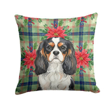 Load image into Gallery viewer, Tricolor Cavalier Spaniel Christmas PoinsettIas Throw Pillow