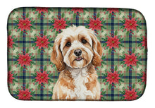 Load image into Gallery viewer, Cavapoo Christmas PoinsettIas Dish Drying Mat