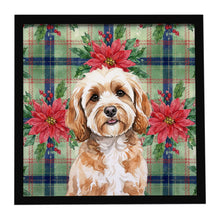 Load image into Gallery viewer, Cavapoo Christmas PoinsettIas Framed Metal Print