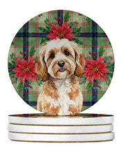Load image into Gallery viewer, Cavapoo Christmas PoinsettIas Large Sandstone Coasters Pack of 4