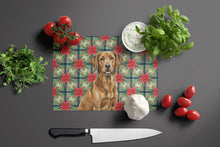 Load image into Gallery viewer, Chesapeake Bay Retriever Christmas PoinsettIas Glass Cutting Board