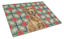 Load image into Gallery viewer, Chesapeake Bay Retriever Christmas PoinsettIas Glass Cutting Board
