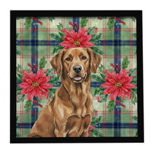 Load image into Gallery viewer, Chesapeake Bay Retriever Christmas PoinsettIas Framed Metal Print