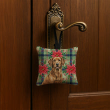 Load image into Gallery viewer, Chesapeake Bay Retriever Christmas PoinsettIas Hanging Square Fabric Ornament 3.5 x 3.5