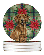 Load image into Gallery viewer, Chesapeake Bay Retriever Christmas PoinsettIas Large Sandstone Coasters Pack of 4