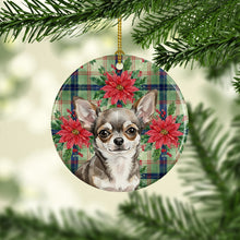 Load image into Gallery viewer, Chihuahua Christmas PoinsettIas Ceramic Ornament
