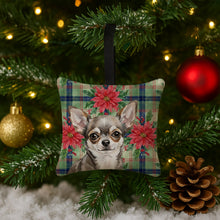 Load image into Gallery viewer, Chihuahua Christmas PoinsettIas Hanging Square Fabric Ornament 3.5 x 3.5