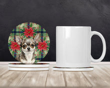 Load image into Gallery viewer, Chihuahua Christmas PoinsettIas Large Sandstone Coasters Pack of 4