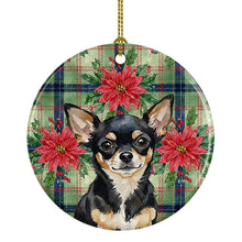 Load image into Gallery viewer, Black and Tan Chihuahua Christmas PoinsettIas Ceramic Ornament