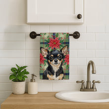 Load image into Gallery viewer, Black and Tan Chihuahua Christmas PoinsettIas Kitchen Towel